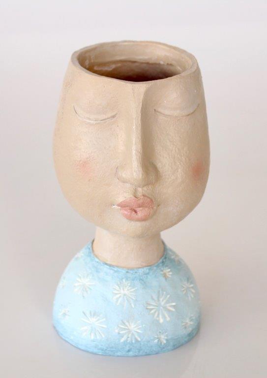 Blue Bust Flower Pot